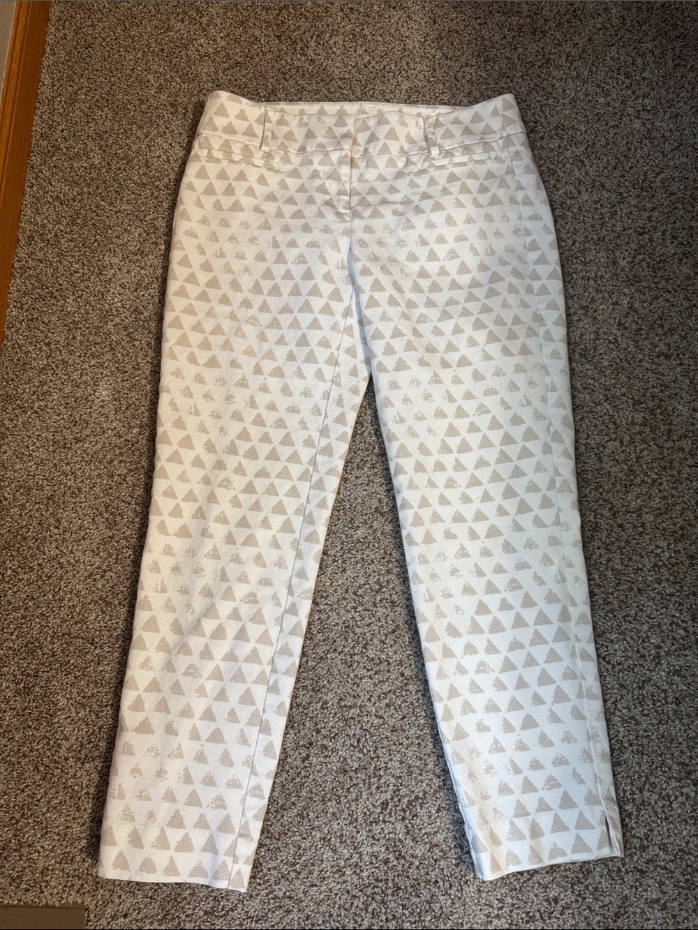 LOFT White and Beige Triangle Ankle Pants